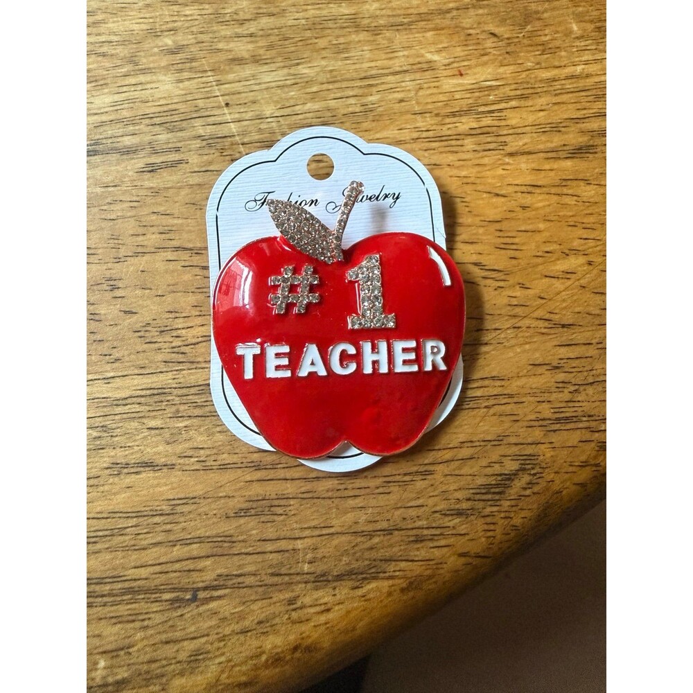 #1 teacher brooch pin